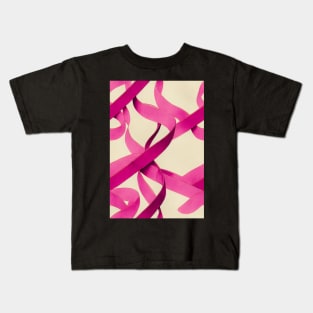 In October We Wear Pink - Pink Awerness Ribbons, best pattern for Pinktober! #7 Kids T-Shirt